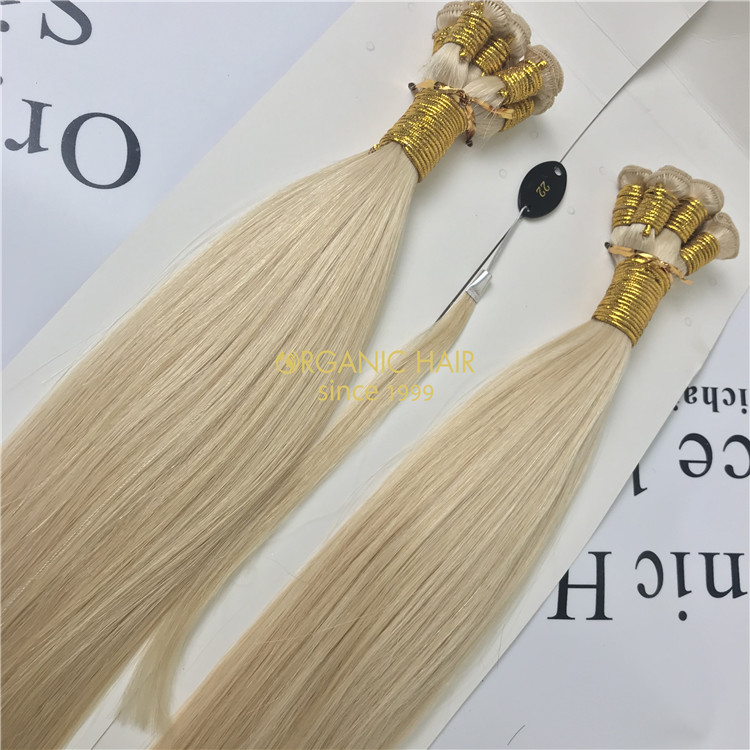 Hand tied weft  hair extension Russian hair #22color X65